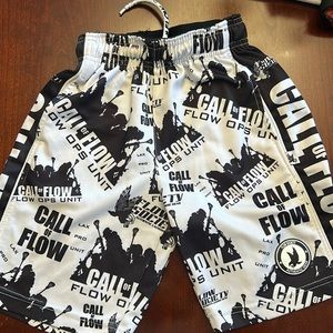 Flow Society shorts- lacrosse theme- size YS